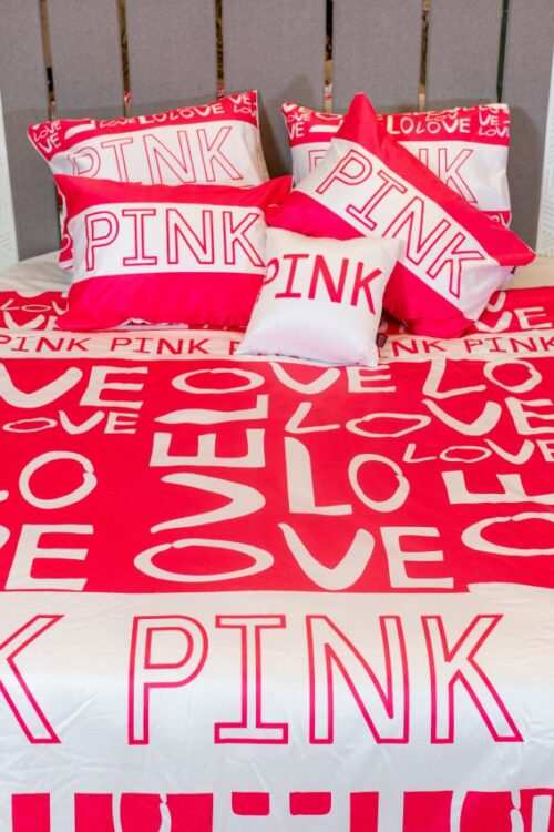 PINK Duvet Hot Pink &white