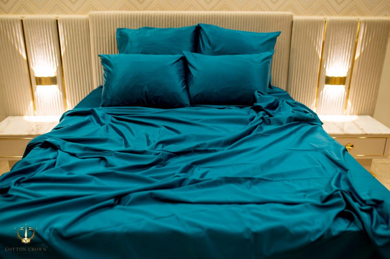 Satin Bed Set Blue Green