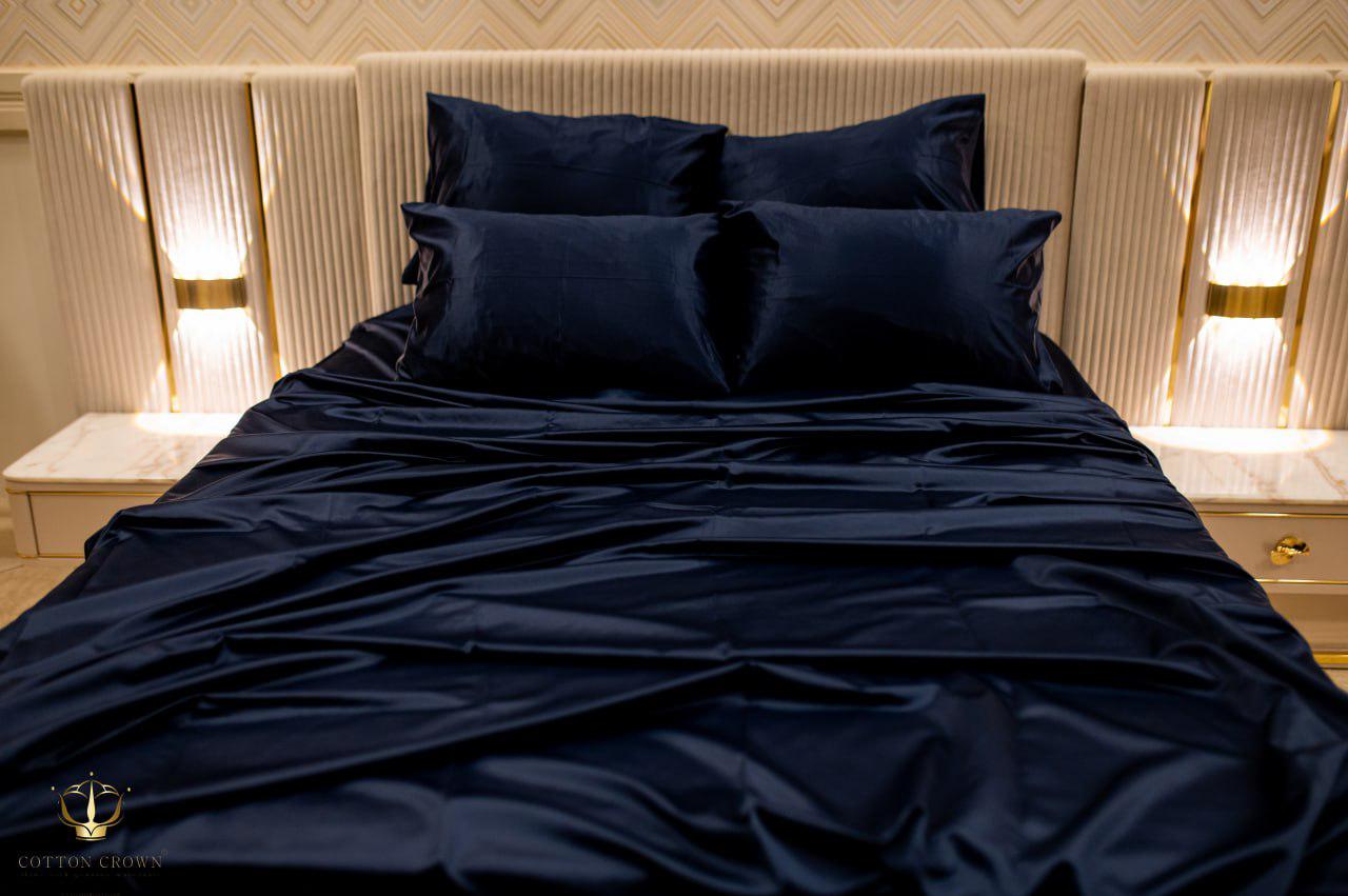 Satin Bed Set Navy Blue
