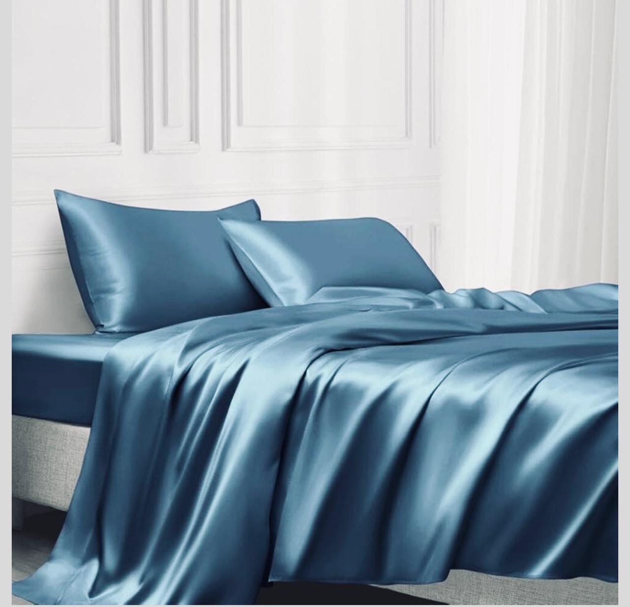 Satin Bed Set Blue