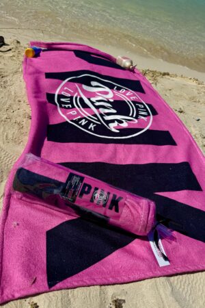 Pink microfiber beach towel