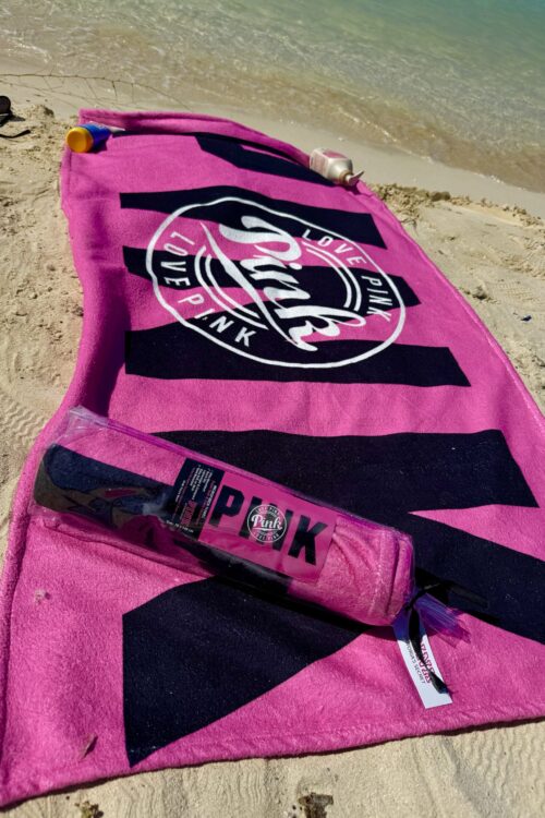 Pink microfiber beach towel